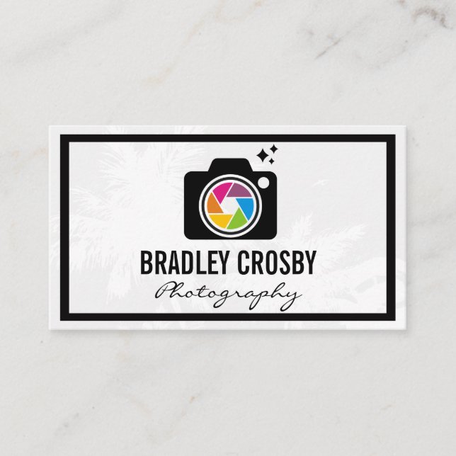 Colorful Camera Lens Logo Business Card (Front)