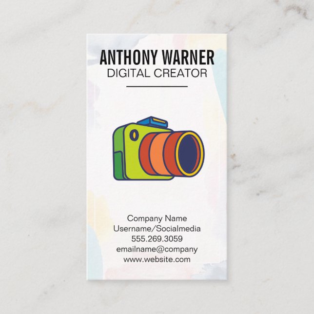 Colorful Camera Logo Business Card (Front)