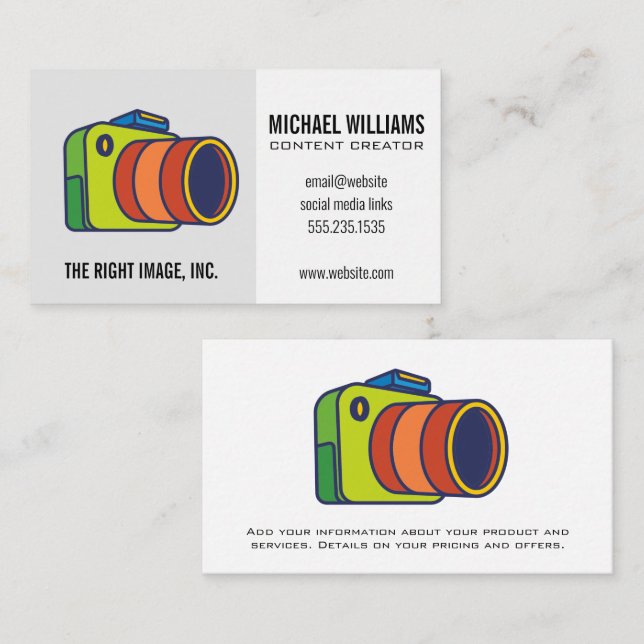Colorful Camera Logo Business Card (Front/Back)