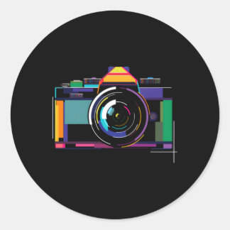 Colorful Camera Photographer Photography Classic Round Sticker