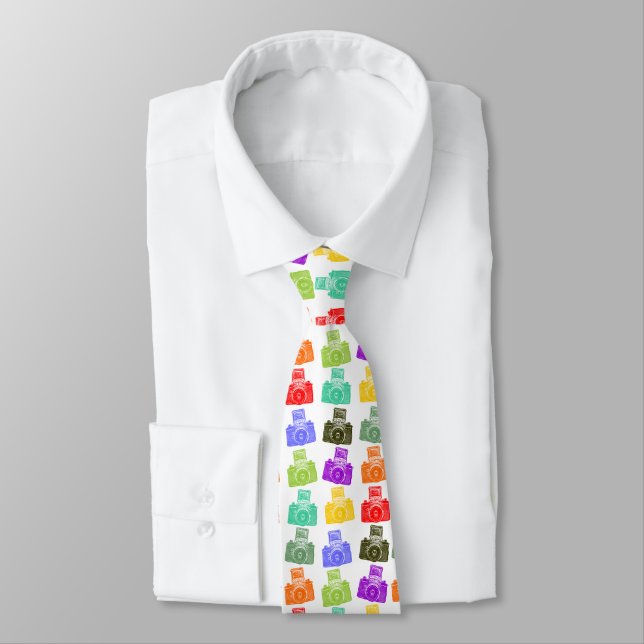 Colorful Cameras II Neck Tie (Tied)