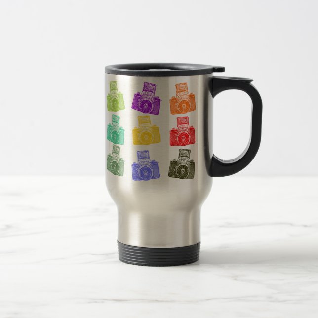 Colorful Cameras Travel Mug (Right)