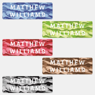 Colorful Camo Personalized Kids Name Labels