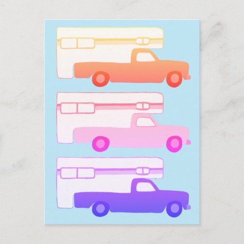 Colorful Camper Trailer Pattern Postcard