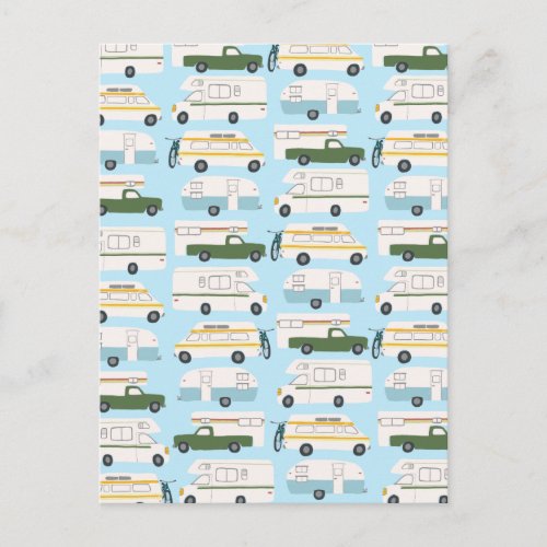 Colorful Camper Trailer Vanlife RV Pattern Postcard