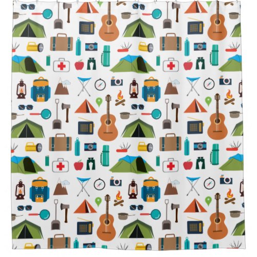 Colorful Camping Gear Shower Curtain