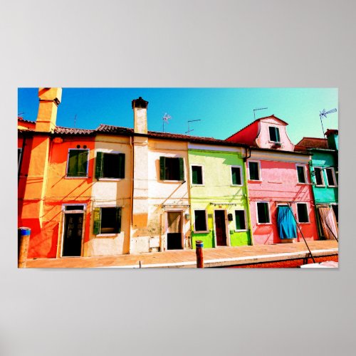 Colorful canal houses in Italy travel photography Poster