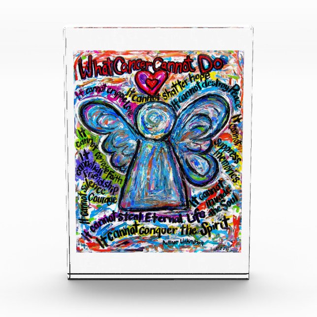 Colorful Cancer Angel Art Custom Paperweight Award (Front)