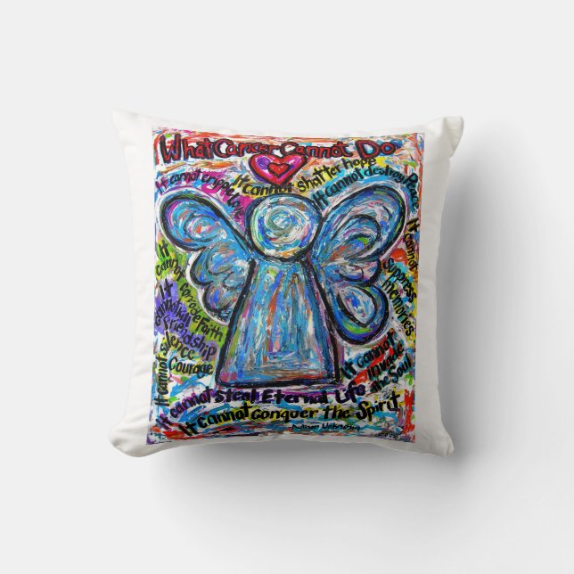 Colorful Cancer Angel Decorative Throw Pillow (Front)