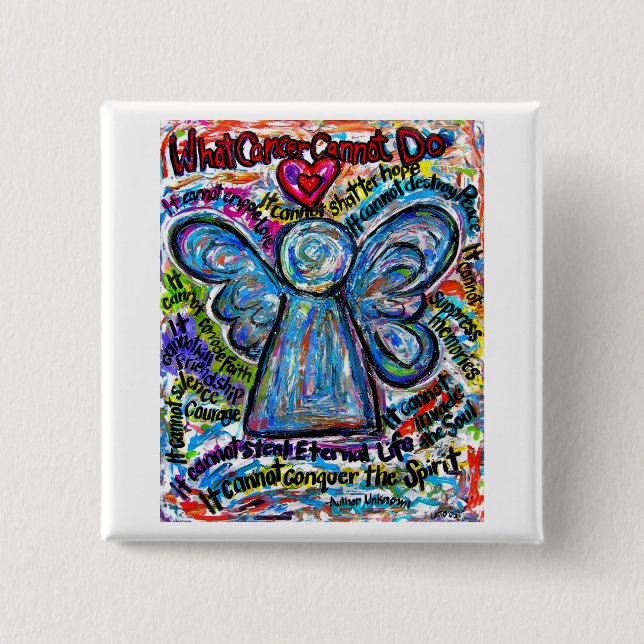 Colorful Cancer Angel Painting Art Button or Pin (Front)