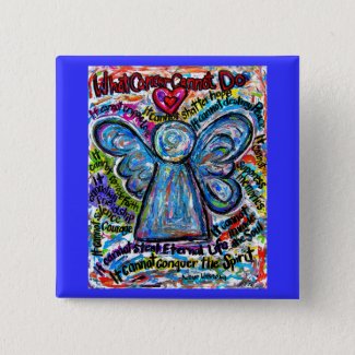 Colorful Cancer Angel Painting Art Button or Pin