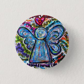 Colorful Cancer Angel Painting Art Button or Pin