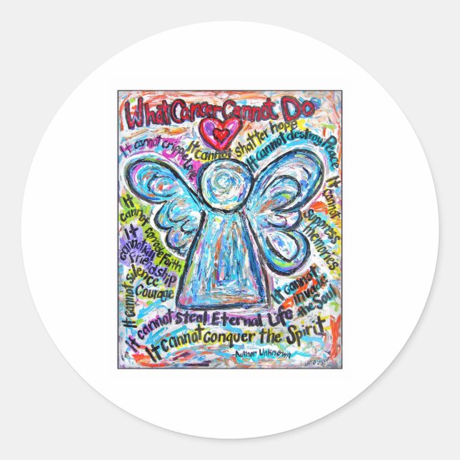 Colorful Cancer Angel Painting Classic Round Sticker (Front)