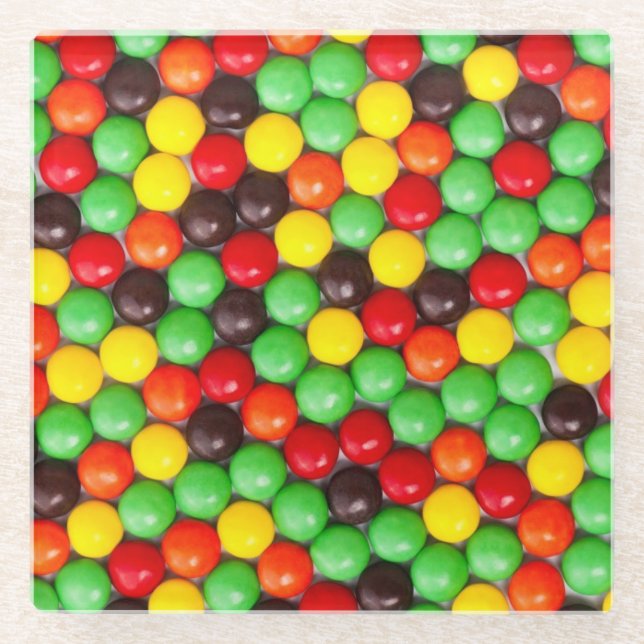 Colorful candies glass coaster (Front)
