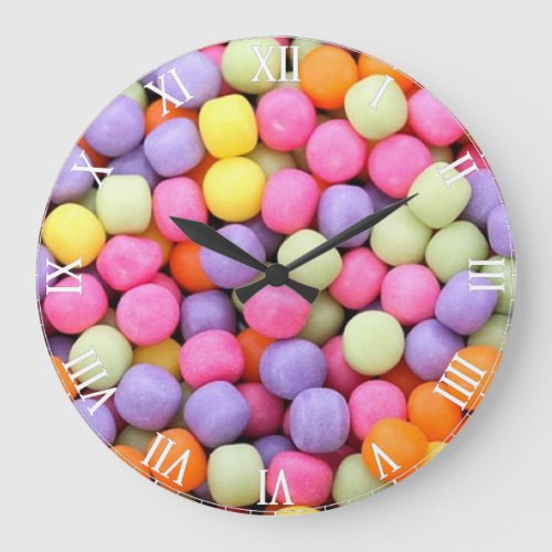 Colorful Candies Pattern Large Clock