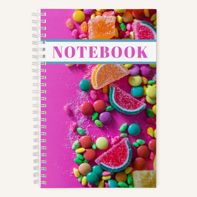 Colorful Candies Pink Notebook (Front)