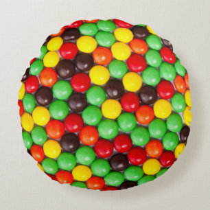 Colorful candies round pillow