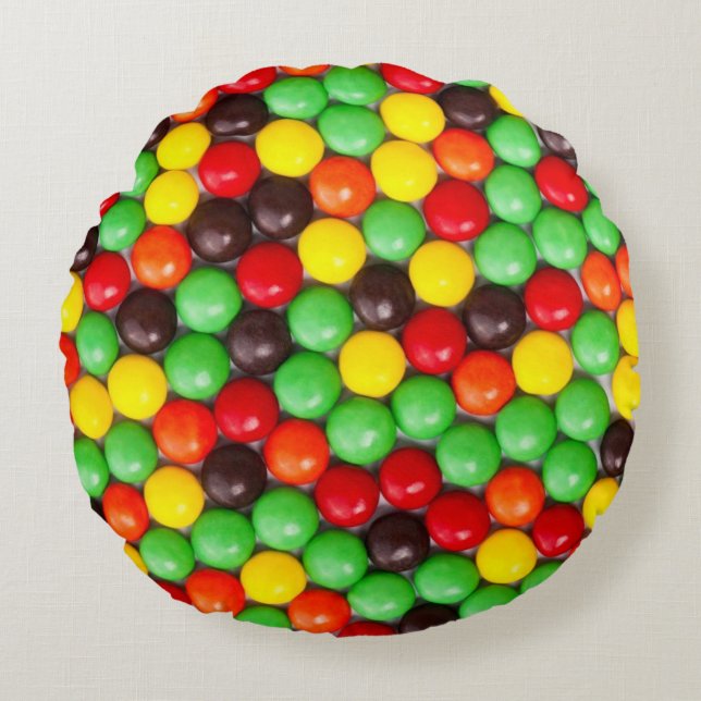 Colorful candies round pillow (Front)
