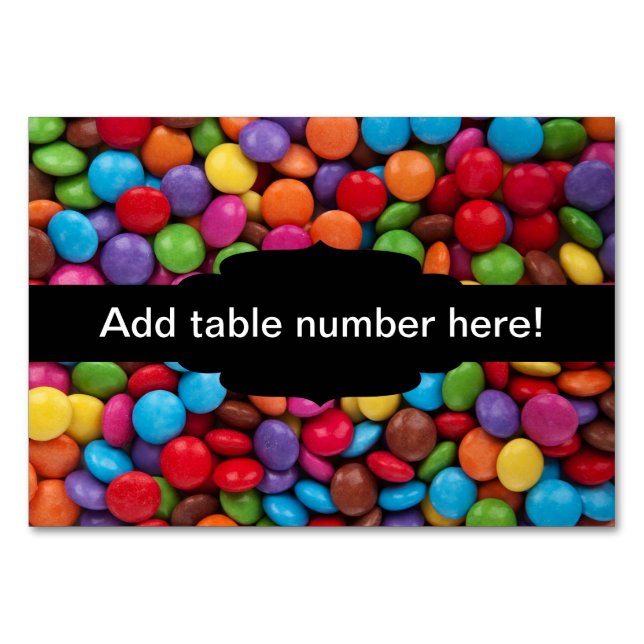 Colorful candies table number (Front)