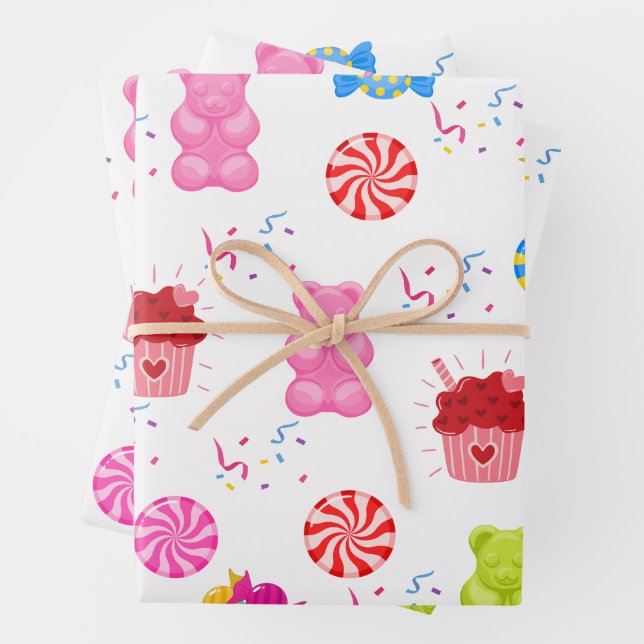 Colorful Candies Wrapping Paper Sheets (In situ)