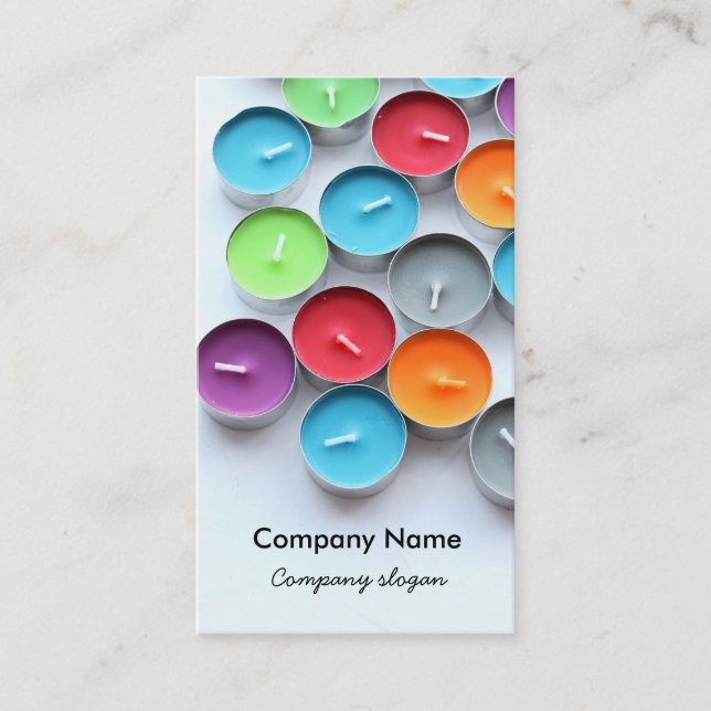 Colorful candles business card (Front)