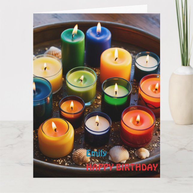 Colorful Candles Happy Birthday Card (Front)