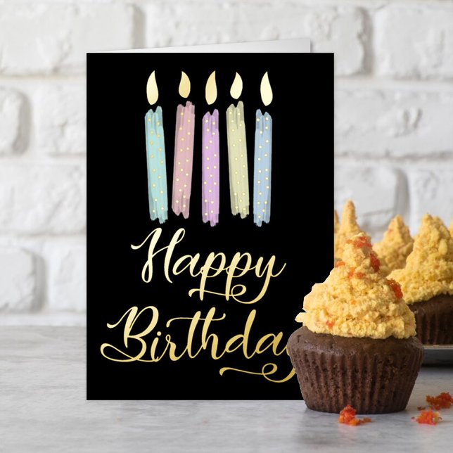 Colorful Candles Happy Birthday Real Foil Greeting Card (Creator Uploaded)