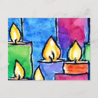 Colorful candles holiday card