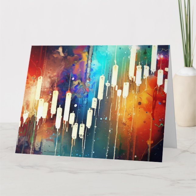 Colorful candlestick chart abstract painting card (Front)