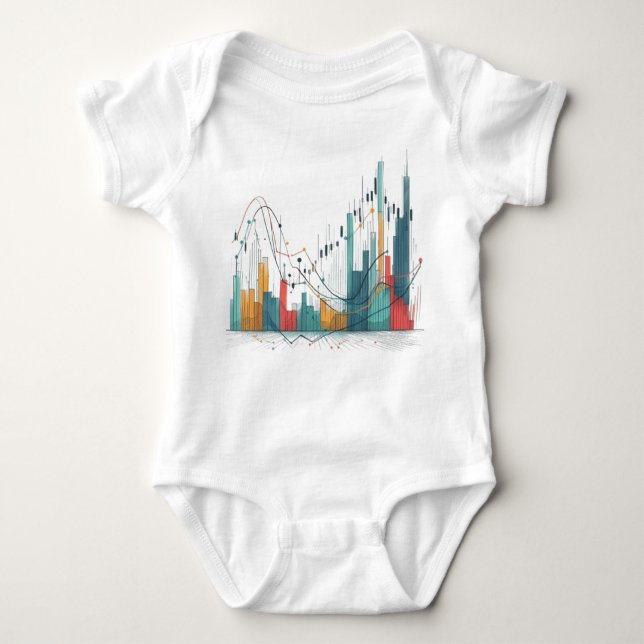 Colorful candlestick chart baby bodysuit (Front)
