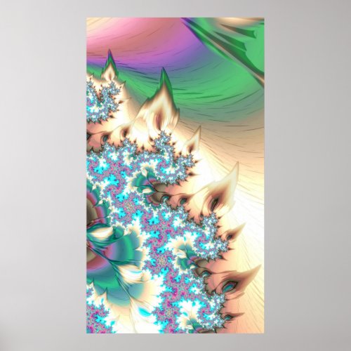 Colorful Candlestick Flames of Fire Fractal Art Poster