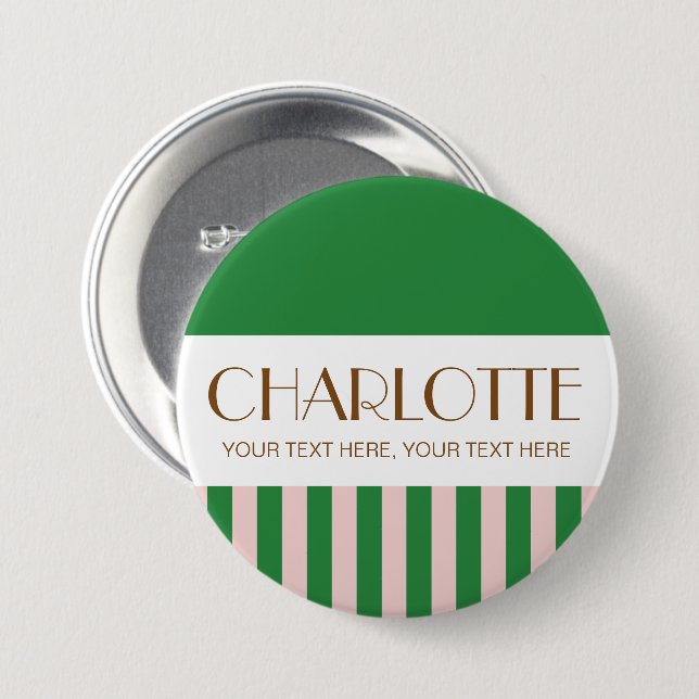 Colorful Candy Bright Color Trendy Modern Stripes Button (Front & Back)