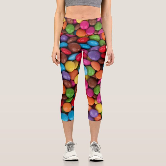Colorful Candy, Candy Buttons, Sweets, Food Capri Leggings (Front)