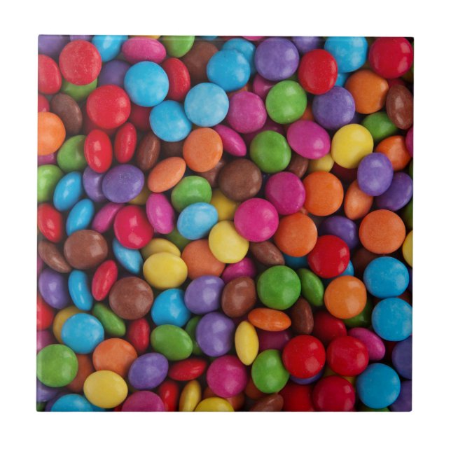 Colorful Candy, Candy Buttons, Sweets, Food Ceramic Tile (Front)