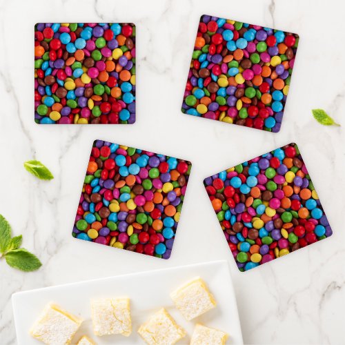 Colorful Candy Candy Buttons Sweets Food Coaster Set