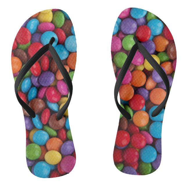 Colorful Candy, Candy Buttons, Sweets, Food Flip Flops (Footbed)