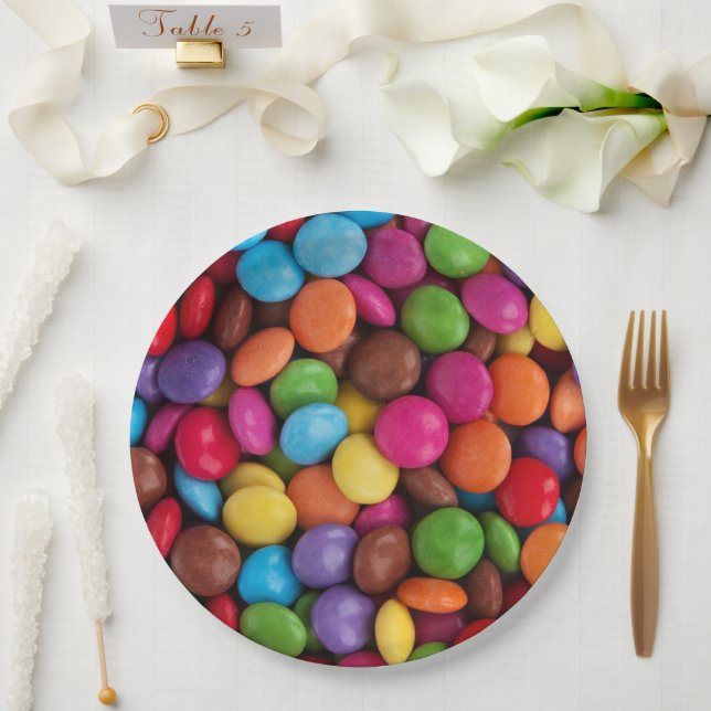 Colorful Candy, Candy Buttons, Sweets, Food Paper Plates (Wedding)