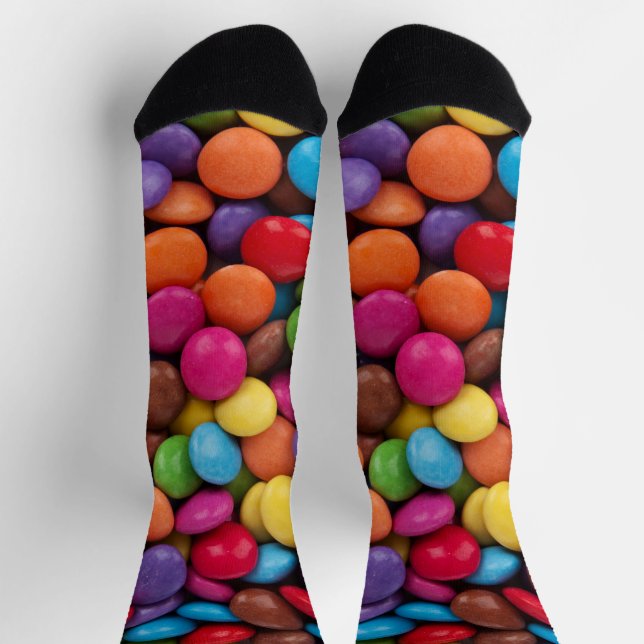 Colorful Candy, Candy Buttons, Sweets, Food Socks (Top)