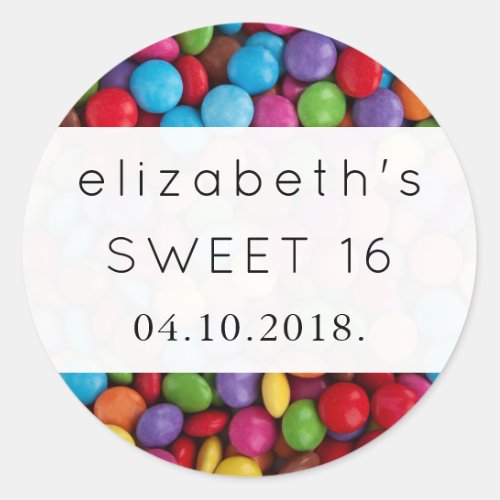 Colorful Candy Candy Buttons Sweets Sweet 16 Classic Round Sticker