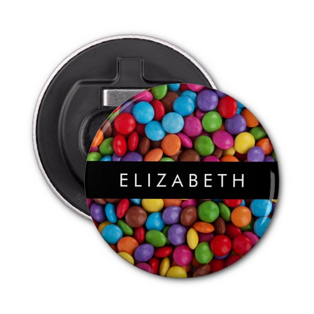 Colorful Candy, Candy Buttons, Sweets, Your Name Bottle Opener (Front)