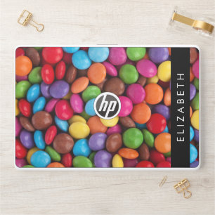 Colorful Candy, Candy Buttons, Sweets, Your Name HP Laptop Skin