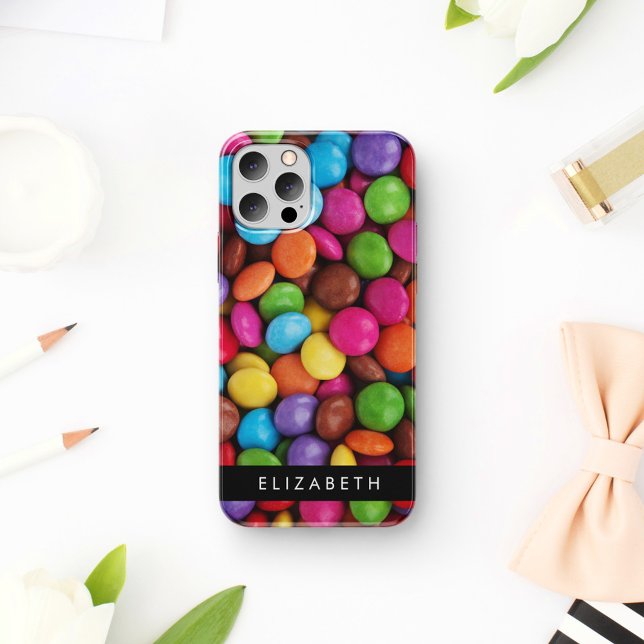 Colorful Candy, Candy Buttons, Sweets, Your Name iPhone Case (Creator Uploaded)