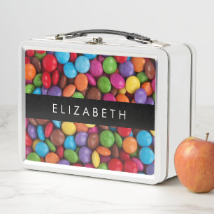 Colorful Candy, Candy Buttons, Sweets, Your Name Metal Lunch Box