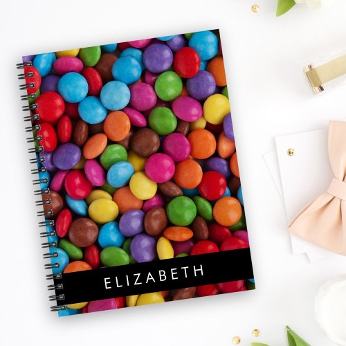 Colorful Candy Candy Buttons Sweets Your Name Notebook