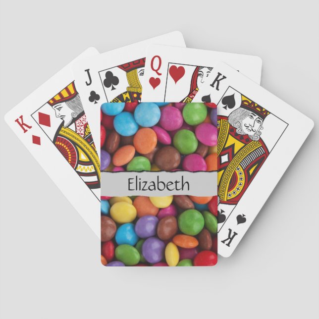 Colorful Candy, Candy Buttons, Sweets, Your Name Poker Cards (Back)