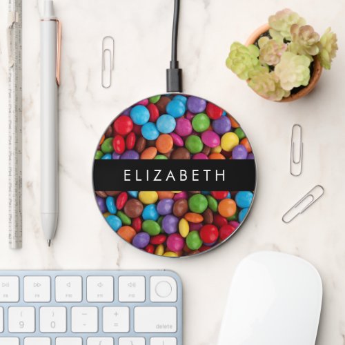 Colorful Candy Candy Buttons Sweets Your Name Wireless Charger