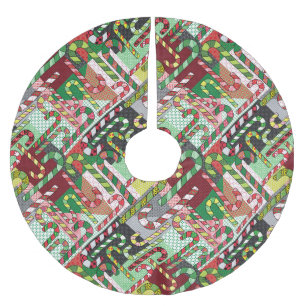 Colorful Candy Canes Brushed Polyester Tree Skirt