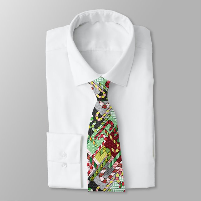 Colorful Candy Canes Neck Tie (Tied)