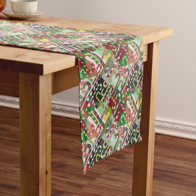 Colorful Candy Canes Short Table Runner (In Situ)