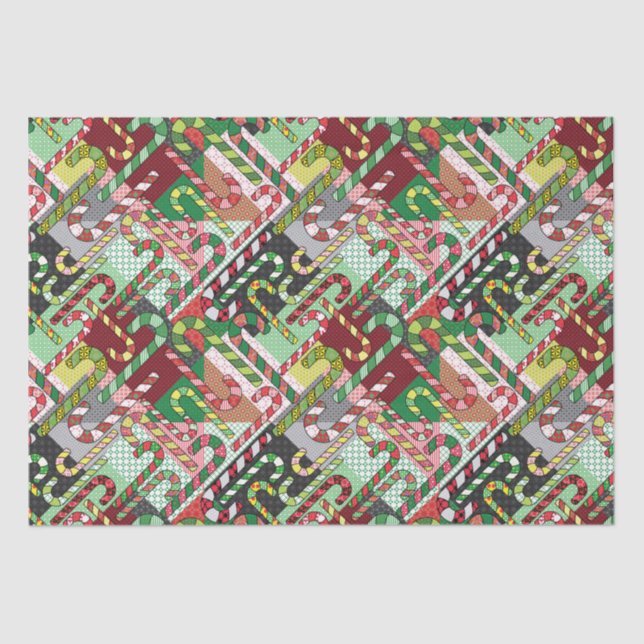 Colorful Candy Canes Tissue Paper (Front)